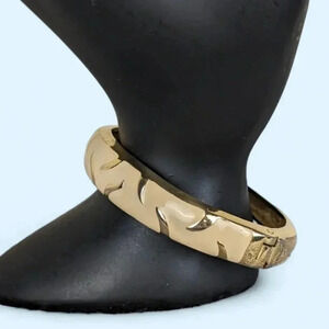 (2/$20) Gold Tone Enamel Locking Hinge Bangle